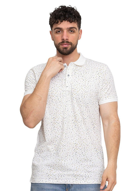 White Printed Polo Design 2 - Khotwh